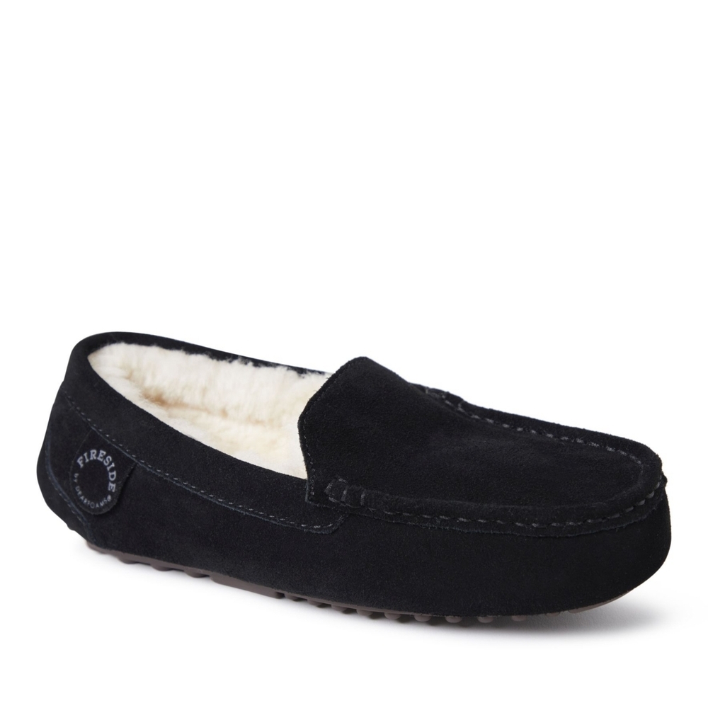 Fireside by Dearfoams Women's Mel Genuine Shearling Moccasin Slipper - Used Once
